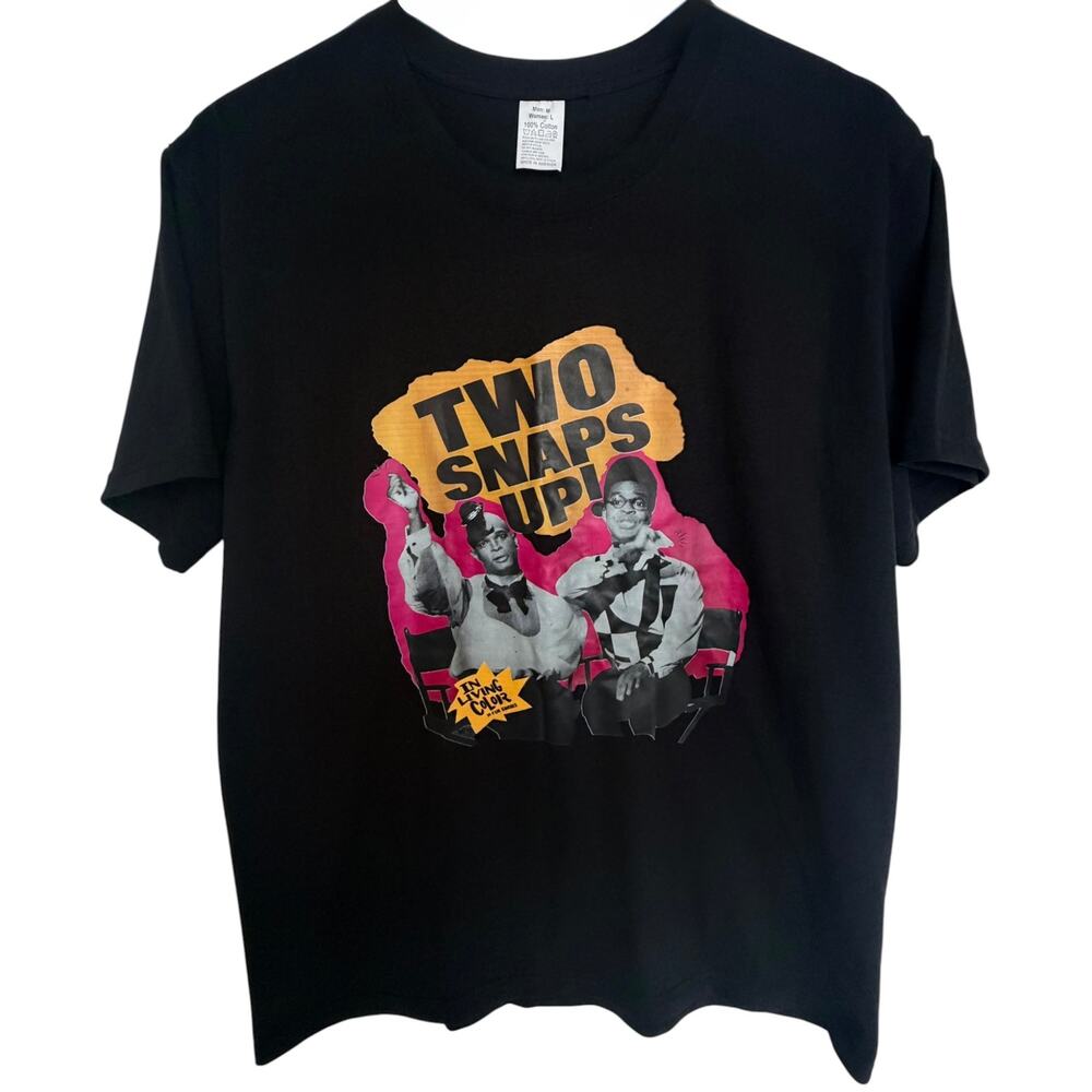 In Living Color Men on Film Two Snaps Up Tee Black USA Mens M